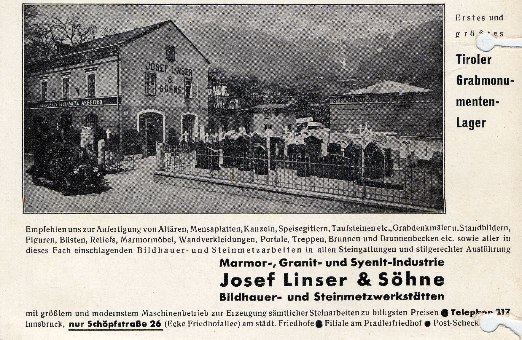 Die Firma Josef Linser & Söhne