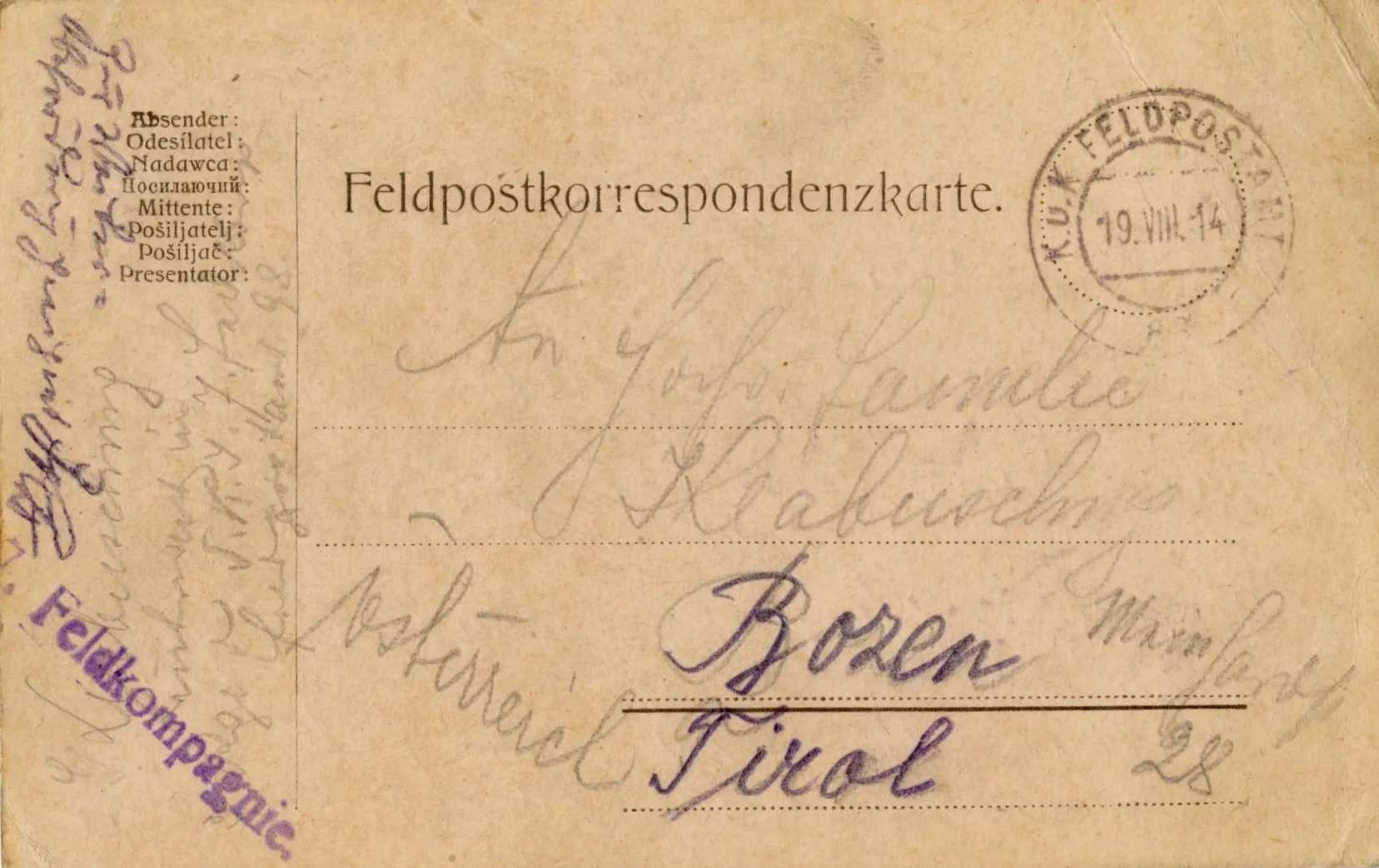 „Viele Bussi, Euer Hugo“