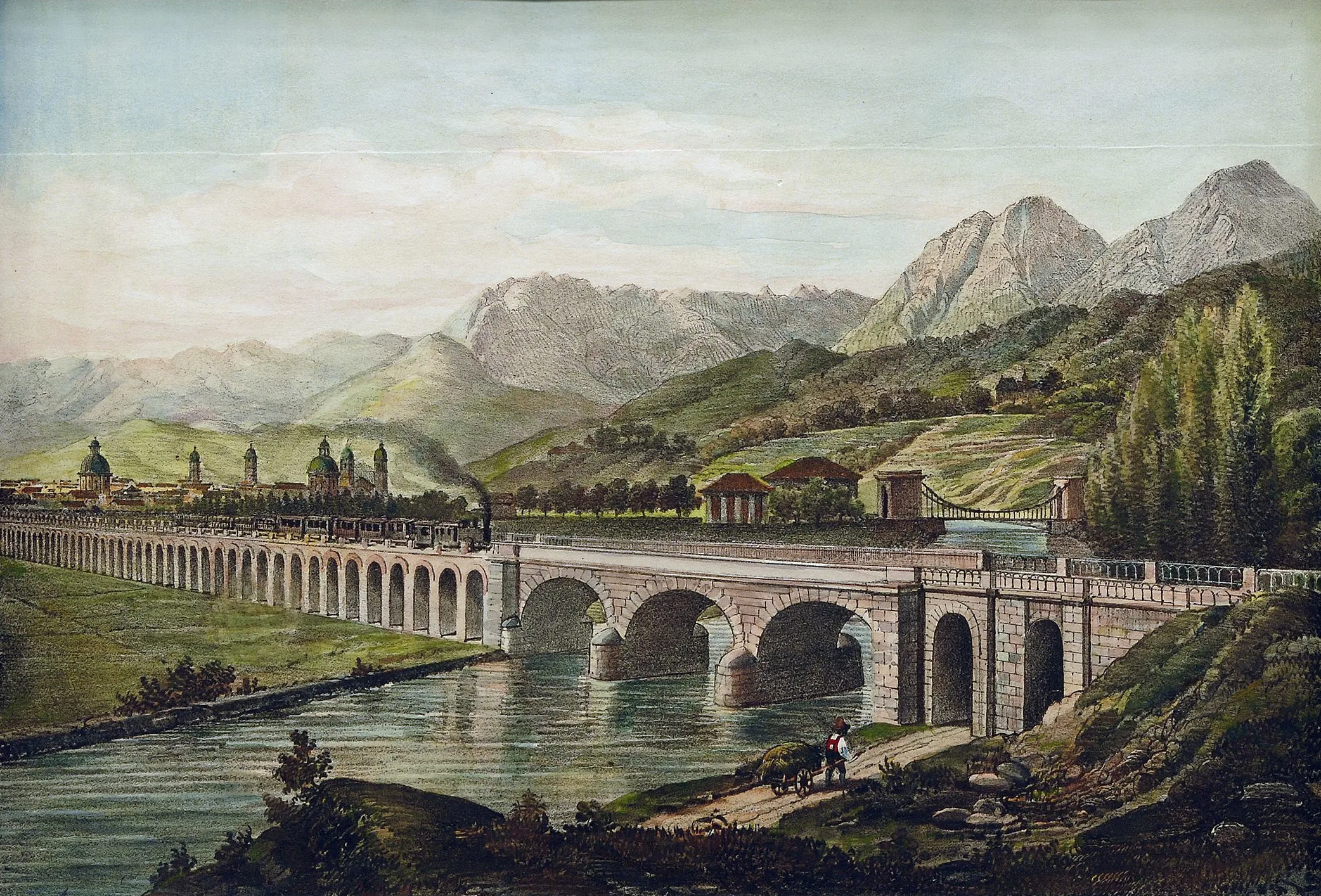 Stadtansicht Innsbrucks Mit Der Unterinntalbahn