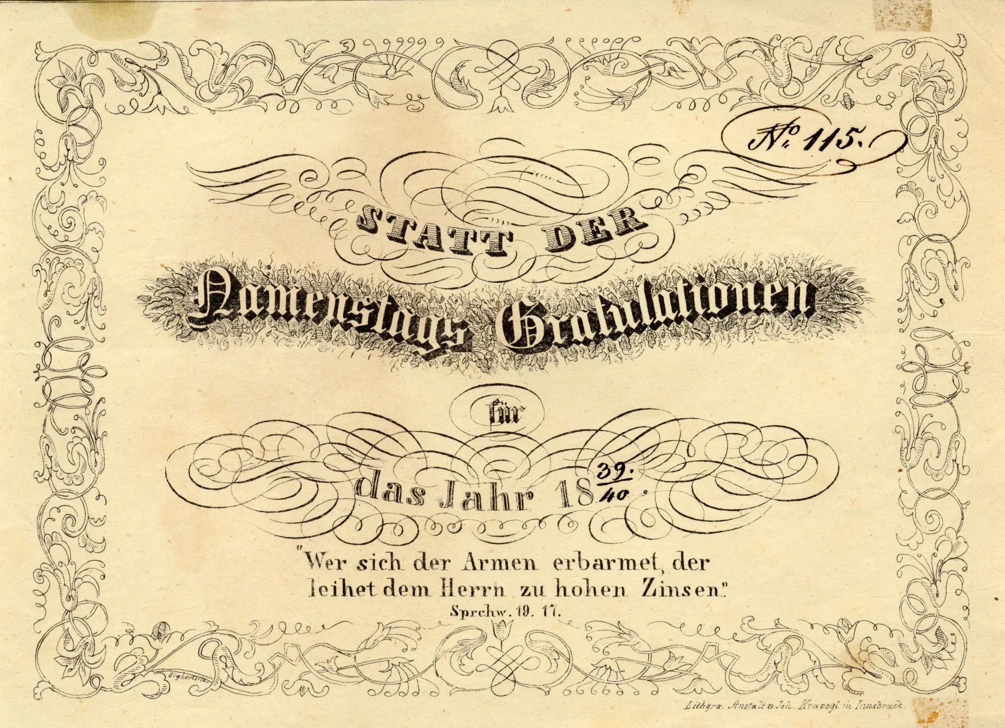 Namenstags-Enthebungskarten