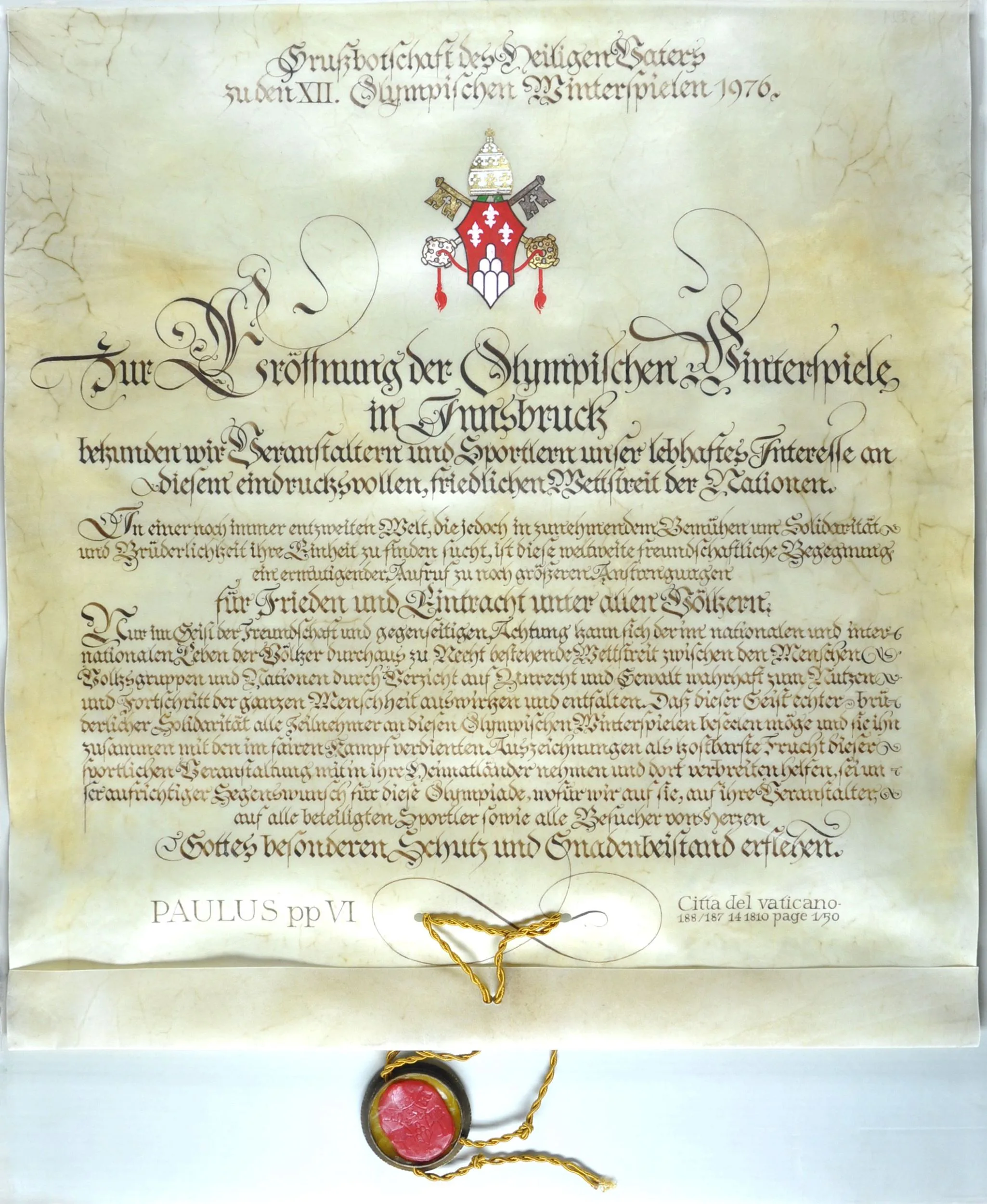 Olympische Reminiszenzen: Post Vom Papst