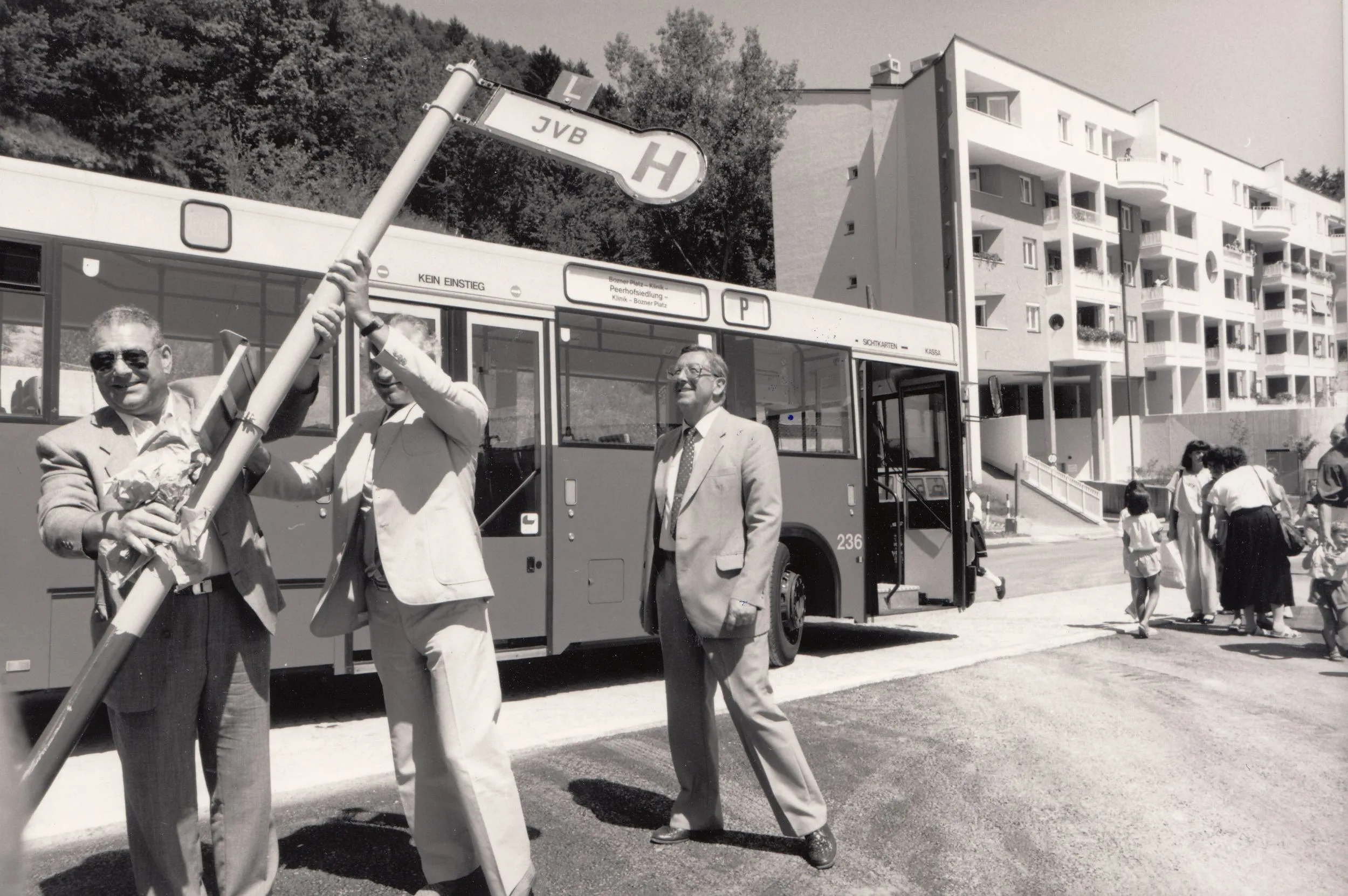 Raising The Busstop-Sign At Peerhofsiedlung