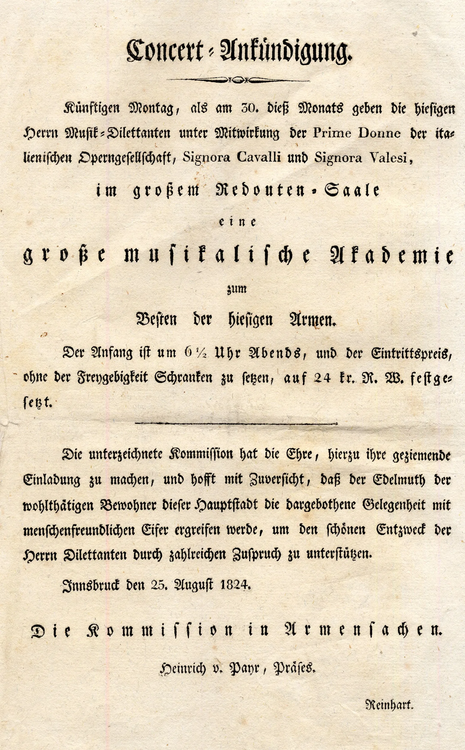 Eine Wohltätigkeitsveranstaltung Anno 1824